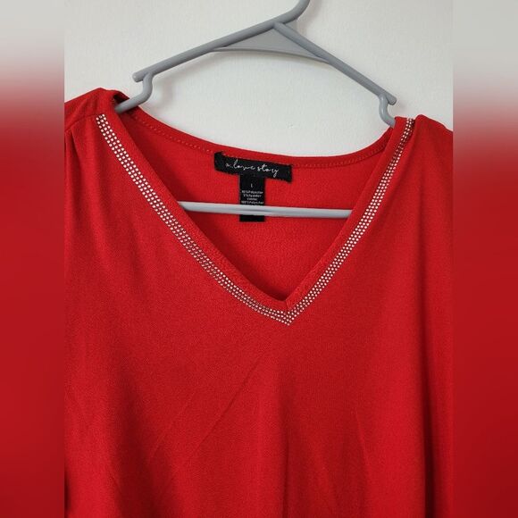 A Love Story Red Blouse Romantic Date Night Feminine Sexy Coquette Office Large - Picture 8 of 9